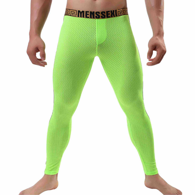 【PrismPort】Breath Mesh Leggings Mens Pants Men Tights Gym