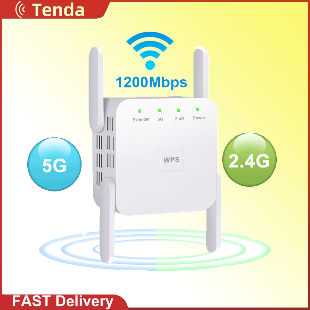 WiFi Amplifier Repeater 4-Antenna 1200M WiFi Signal Booster Access Point EU Plug Network Components