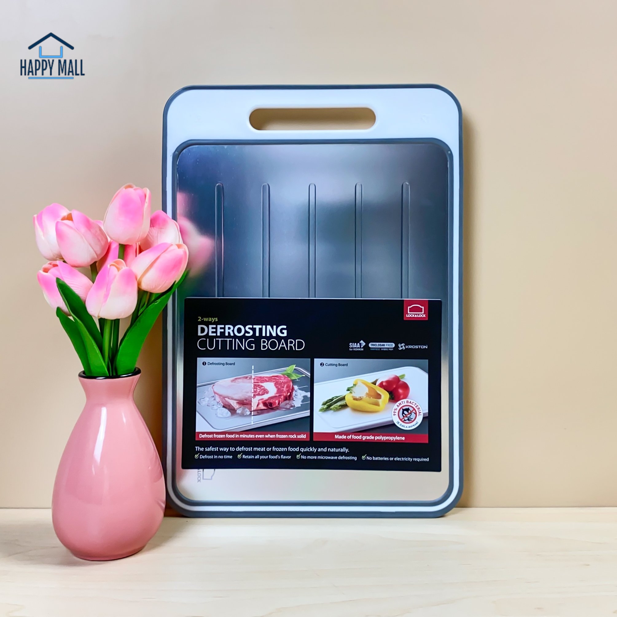 Thớt rã đông 2 mặt nhôm và nhựa lock&lock csc411