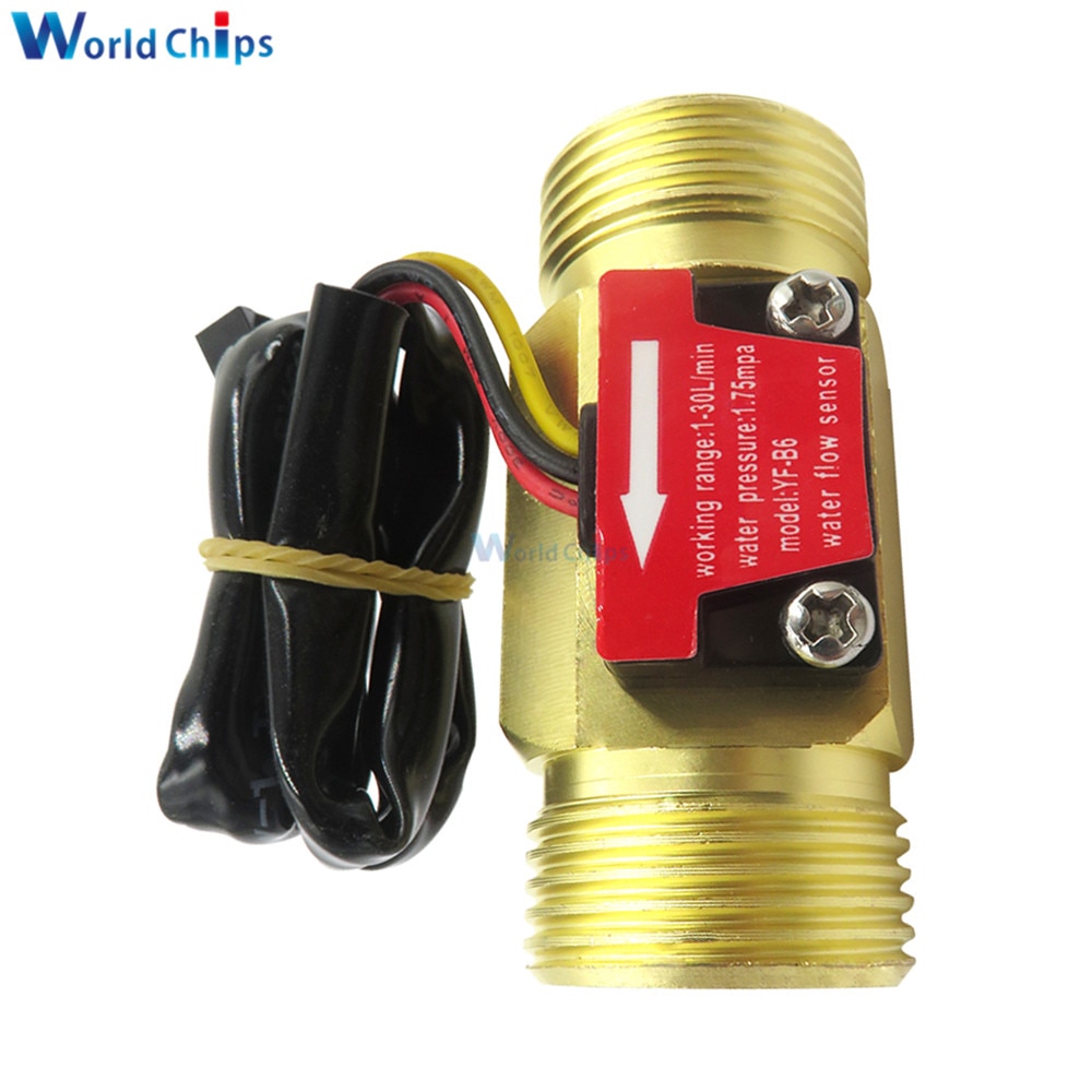 Dc5-18v G3/439;39; Yf-B6 All Copper Water Flow Sensor B6 Flowmeter Heater Hall Sensor Switch Liquid Circulating Turbine Flow Meter