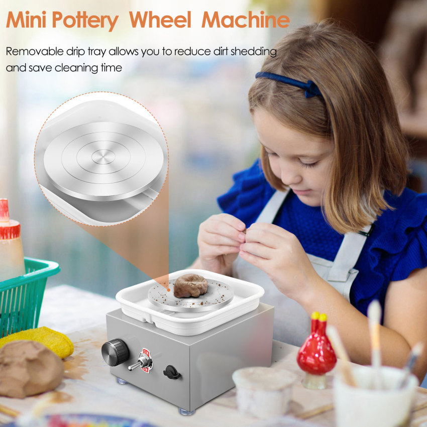Mini Ceramic Wheel, Ceramic Wheel 6.5cm/10cm Rotary Table Mini Ceramic Machine Electric Ceramic Wheel DIY Clay Tool With Tray For Ceramic Work Ceramic Clay Art Crafts