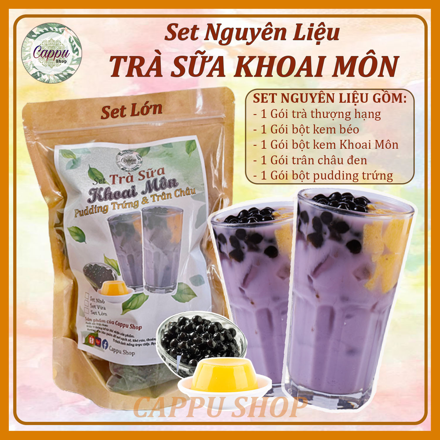 Set Trà Sữa Khoai Môn (Set Lớn 4-4,5 lít # 25-30 ly)