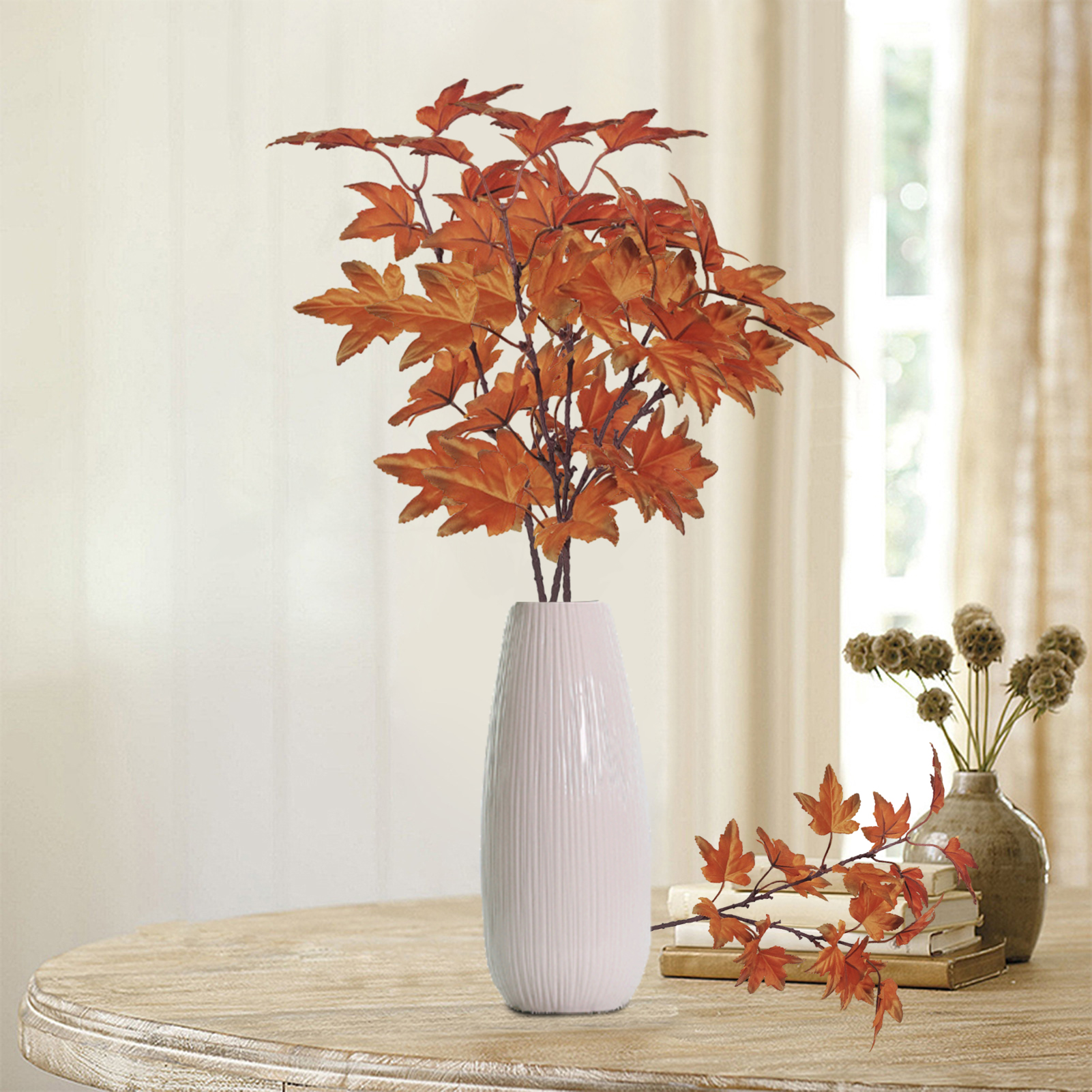 Youlianba Artificial Maple Leaves for Office Decor Fake Maple Leaves Artificial Maple Leaves Branch Vibrant Fall Foliage for Festive Home Decor Uv Resistant Greenery Plant Perfect for Autumn Table Centerpieces