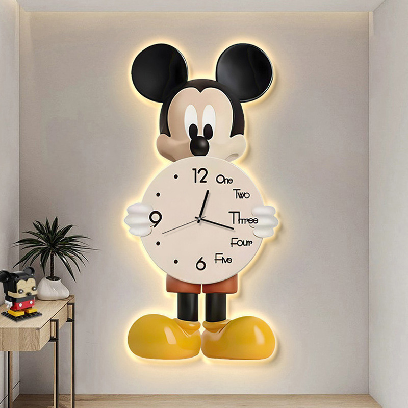 Mickey clock wall clock living room simple modern table hanging wall creative clock wall lamp