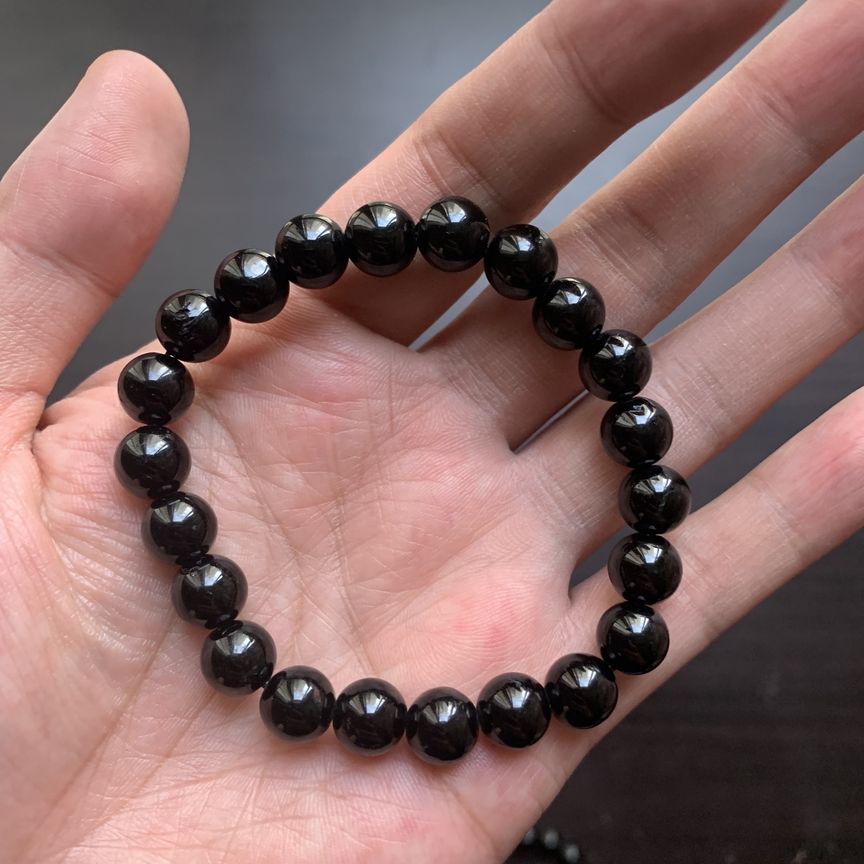 Black Tourmaline bracelet – Rounded Faceted – 1pc - Moksa-sieuthinhanong.vn