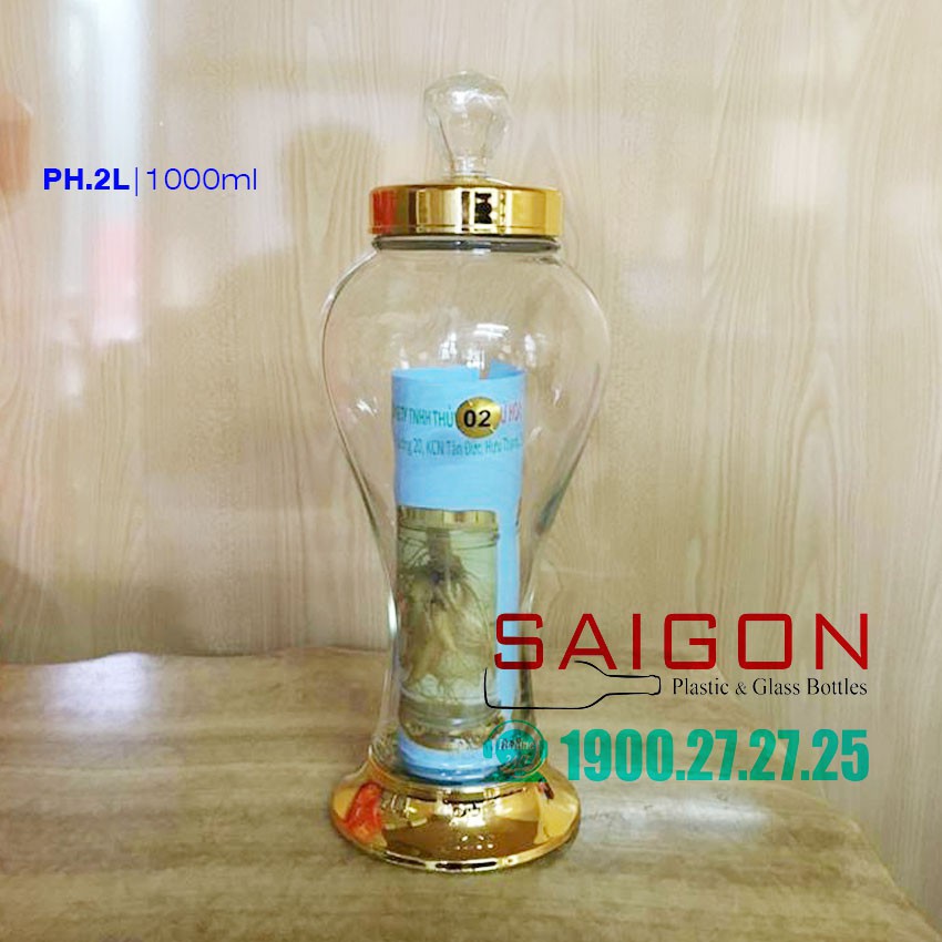 Bình thủy tinh ngâm sâm phú hòa 1 lít , 2 lít , | tùy chọn dung tích , sản xuất việt nam