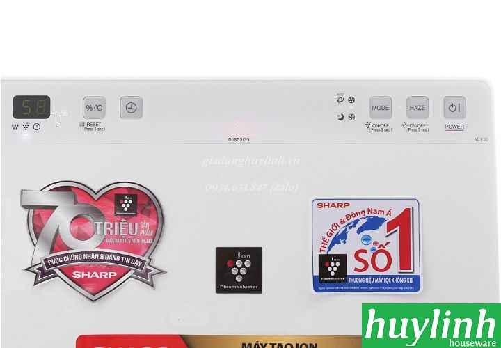 [HCM][Trả góp 0%]Máy lọc không khí tạo ẩm Sharp KC-F30EV-W - [15 - 20m2]