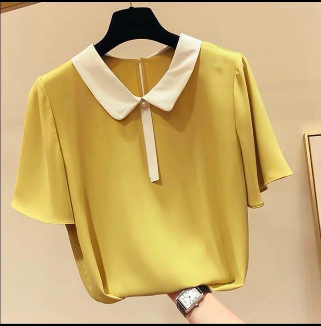 💥💥💥Áo Kiểu Cổ Phối Trắng Cánh Sen Tay Loe