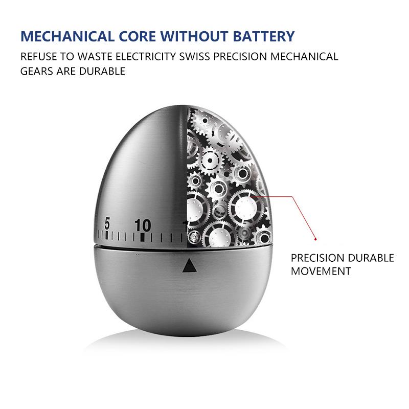 Kitchen mechanical timer Creative egg No battery required 60 minutes Timing Baking Cooking Reminder