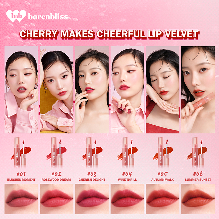 Set son tint Peach & son lì Cherry barenbliss (Son Tint Bóng Peach Căng Mọng Đôi Môi & Son Kem Lì Cherry Mịn Mượt)