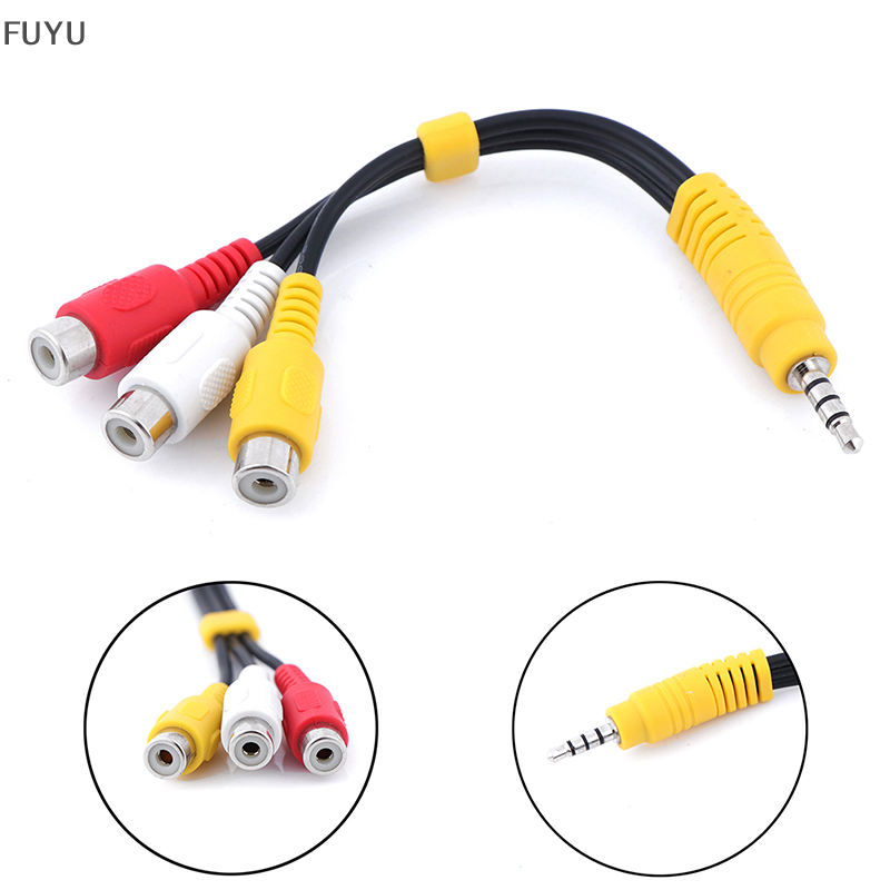 Fuyu 1 chiếc cáp chuyển đổi âm thanh av mini aux đầu đực 3.5mm sang 3 rca đầu cái
