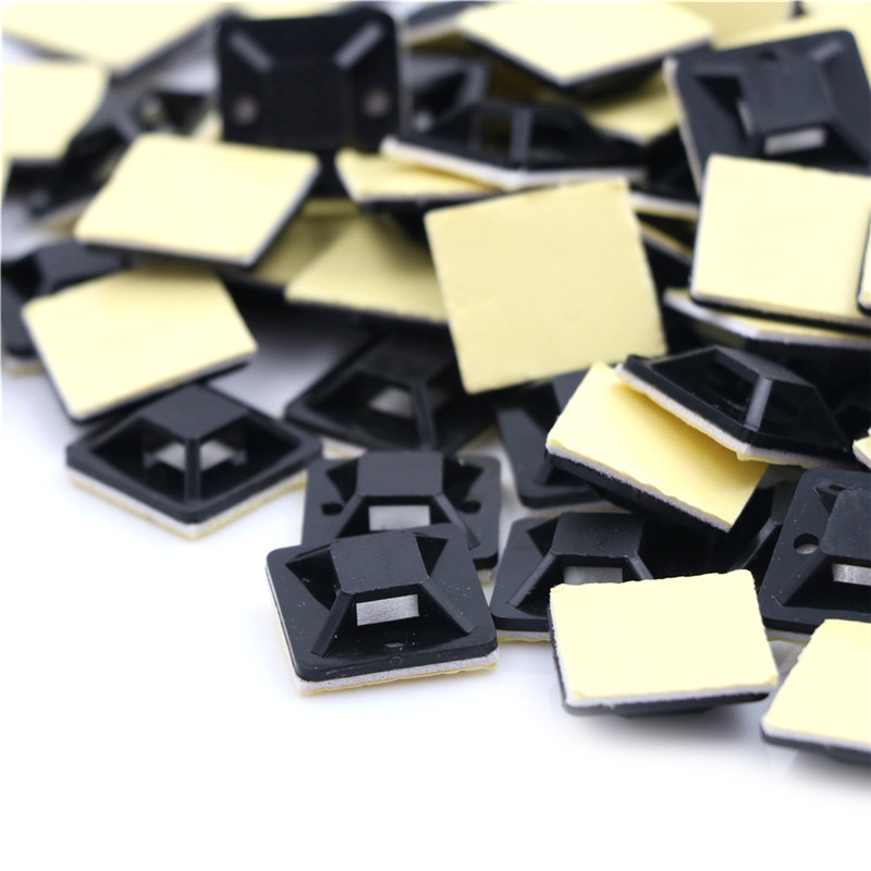 100 Pcs Self Adhesive Cable Tie Mount Base Holder 20 x 20 x 6mm.