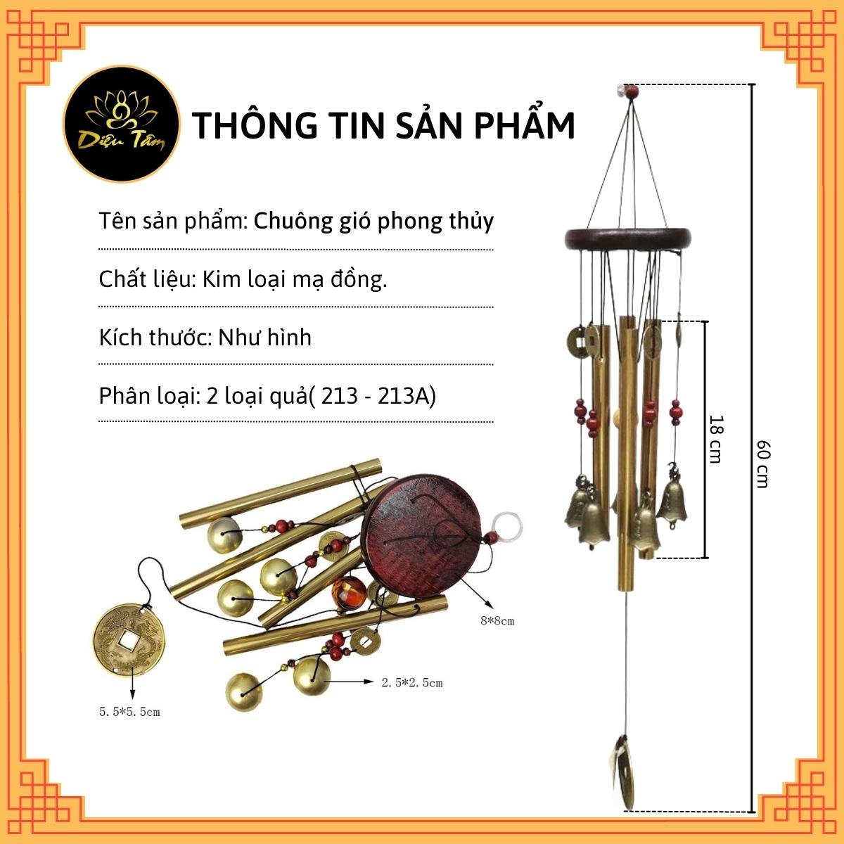 Chuông gió phong thủy 4 thanh MT213