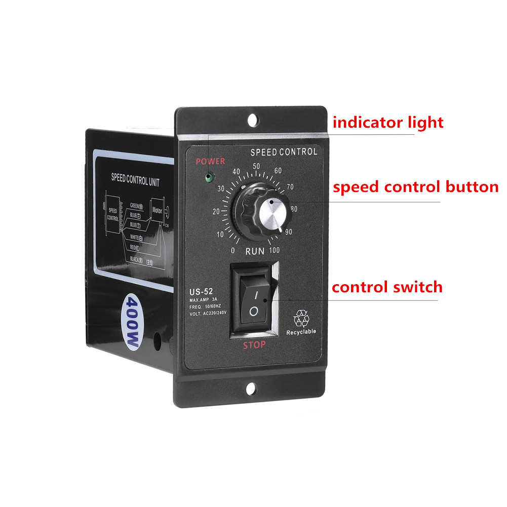 400W điều khiển tốc độ động cơ AC 220V 50Hz kỹ thuật số điều chỉnh vô cấp một pha điều khiển tốc độ động cơ 0-1450RPM Bộ điều tốc