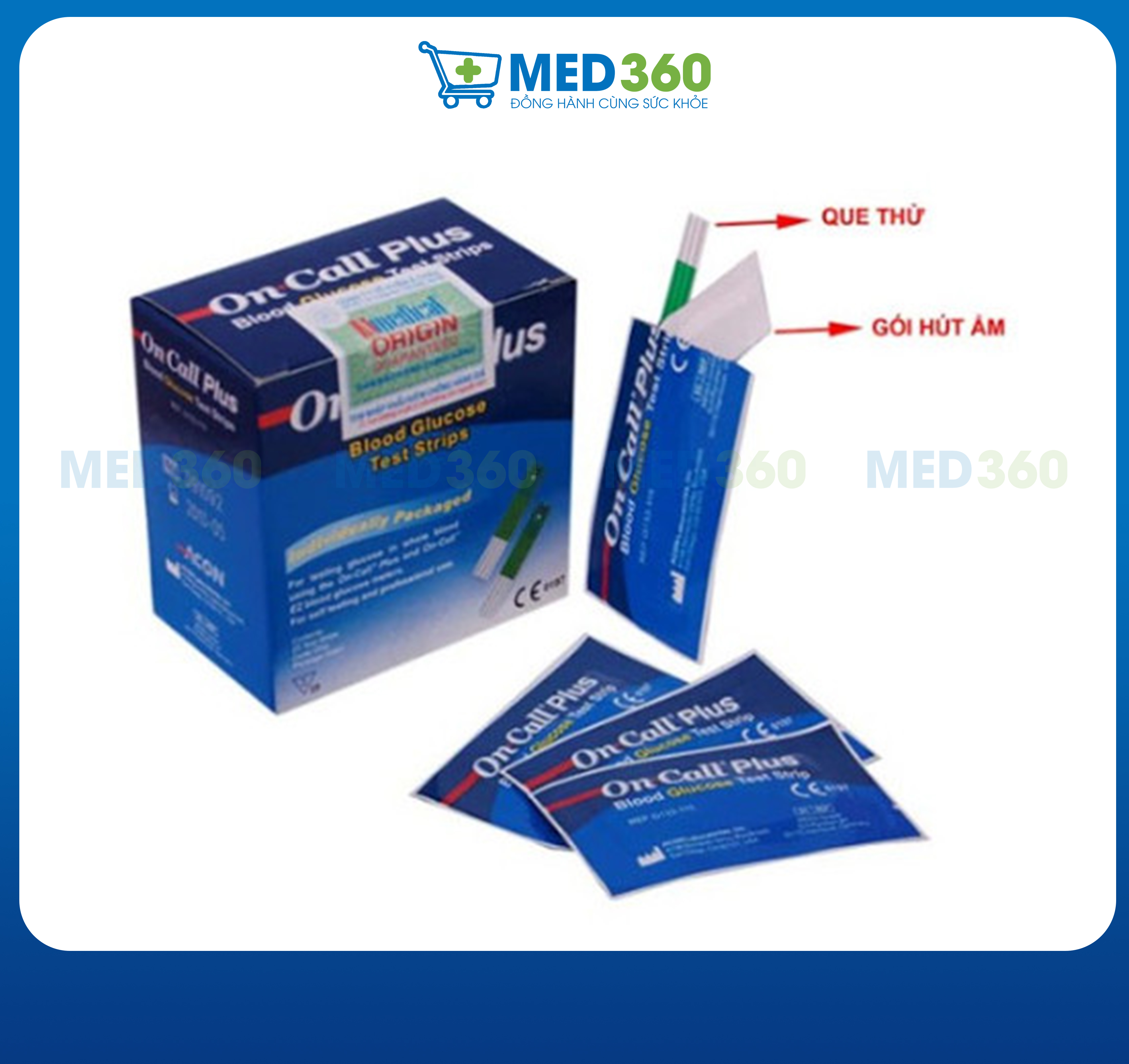 Que thử đường huyết ON CALL PLUS 25 que - TBYT Med360