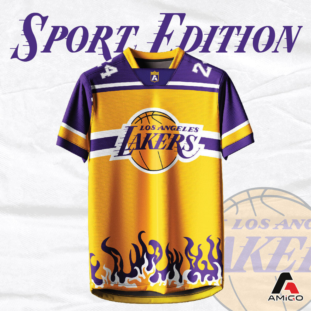 AMIGO NFL Sublimation Microfiber Jersey tshirt Design Lakers baju jersi