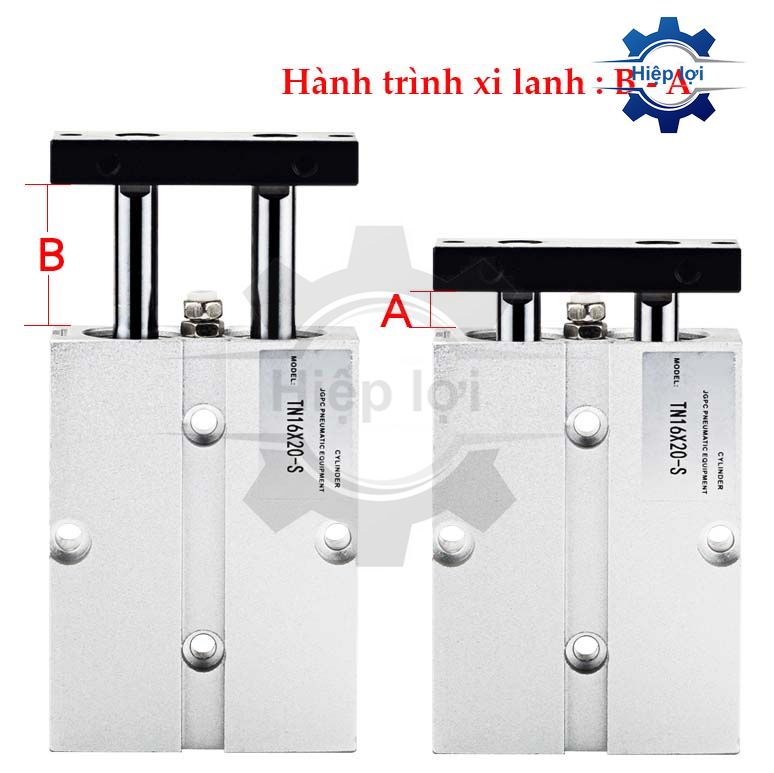 Xi lanh khí nén 2 Ty TN10/16/20/25 - xy lanh khí nén thân dẹt - ben hơi 2 ty