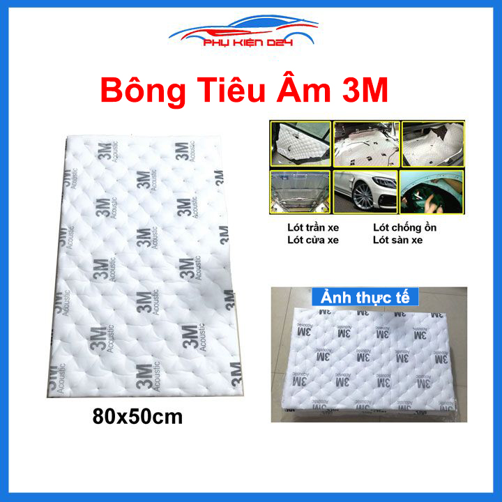 Bông tiêu âm 3M lót thùng loa, khoang máy, sàn xe ô tô kích thước 50x80cm cách âm, chống ồn hiệu quả