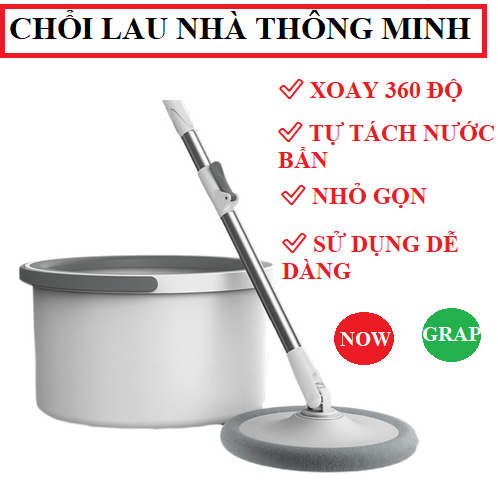 Chổi lau nhà tự vắt thông minh 360 độ tặng kèm 2 bông lau, bộ cây lau nhà tự vắt tự tách nước bẩn K12