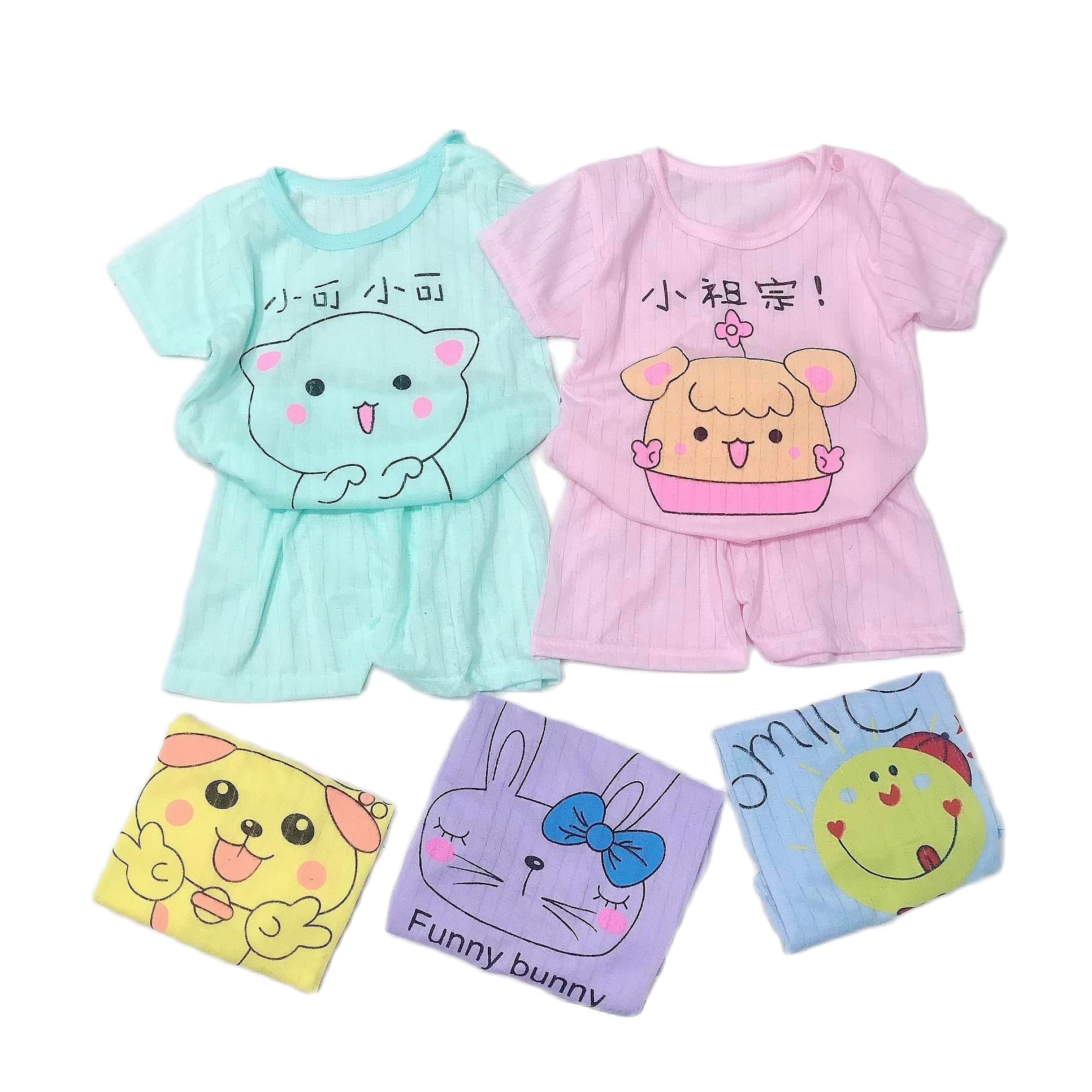 [HCM]XẢ KHO Bộ cotton giấy tay ngắn cho bé trai và bé gái từ 4kg đến 20kg (màu ngẫu nhiên)