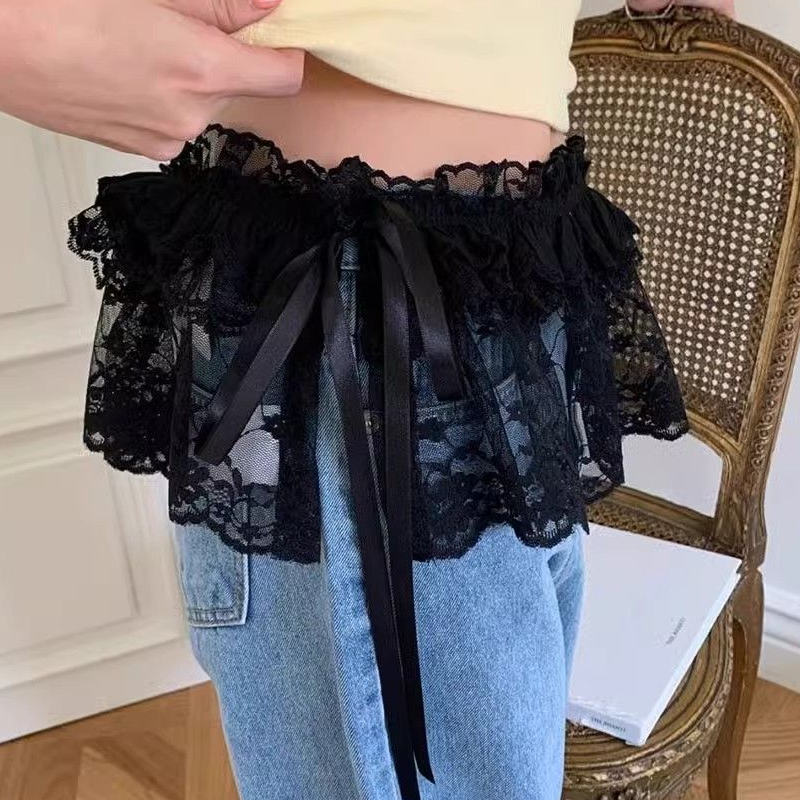 多汉字Korean heavy industry lace lace fungus short apron curtain skirt