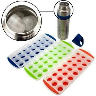 Easy Push Pop Out Round Mini Ice Cube Trays With Flexible Silicone Bottom. 