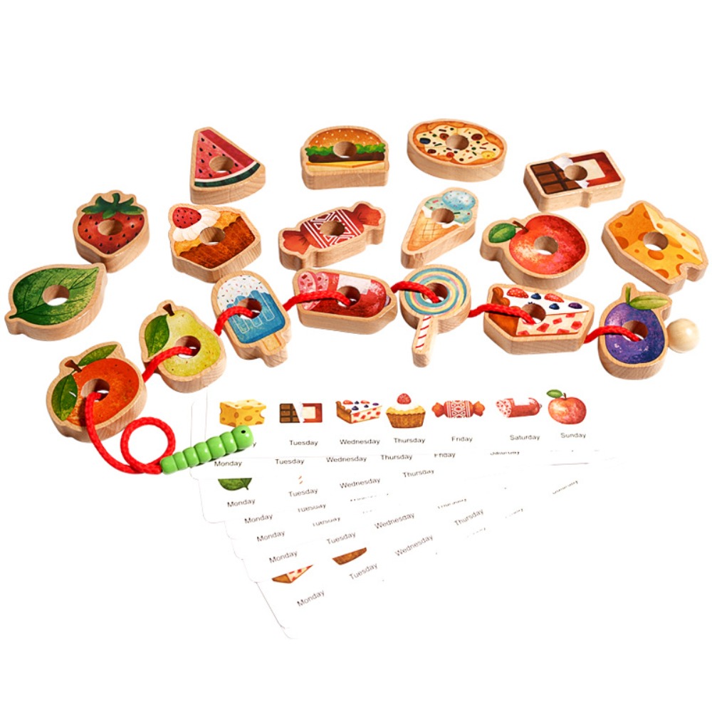 Fine Motor Training Game Caterpillar Food Stringing Threading Beads ...