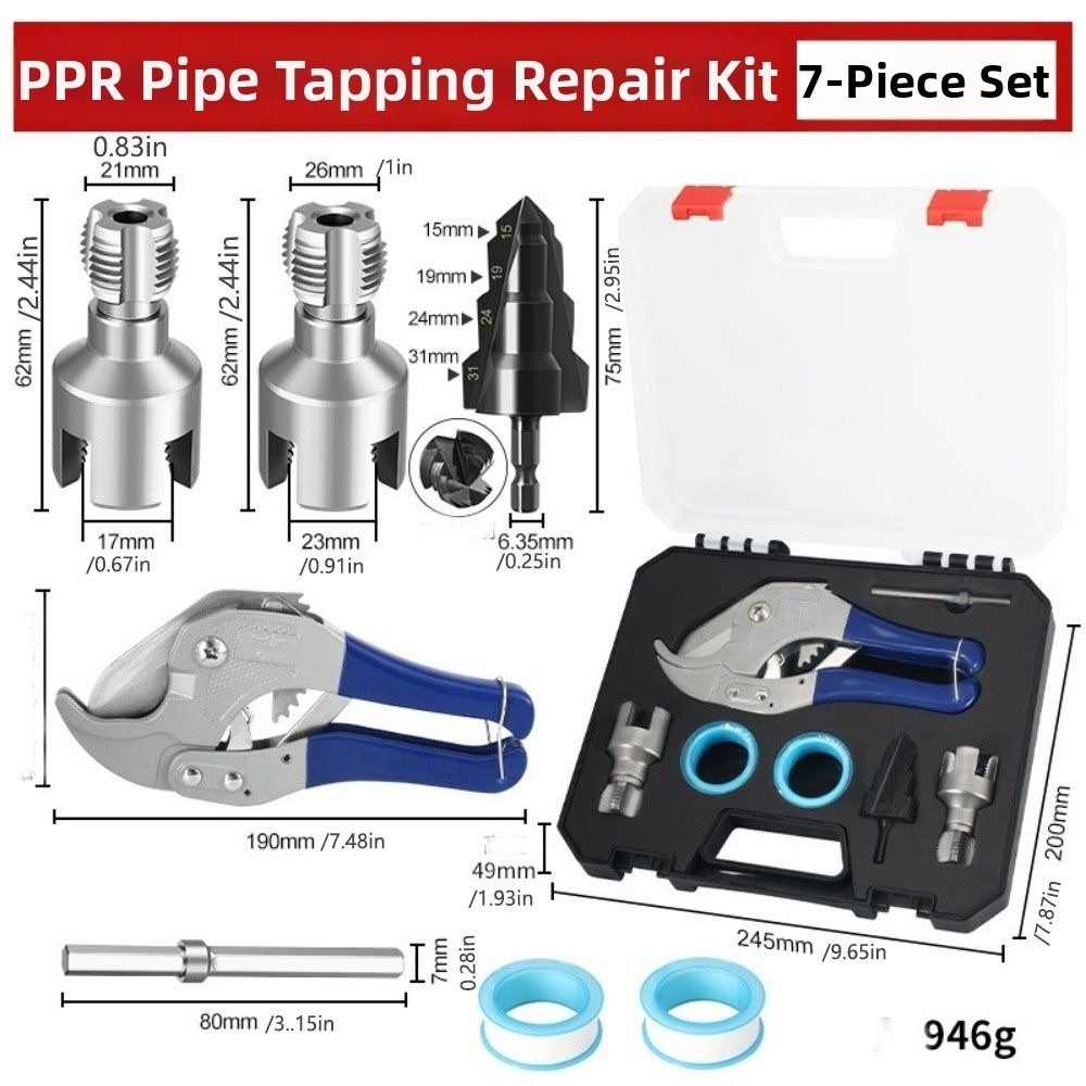 Ppr Threader Hardware 7pcs/set Complete Threading Kit PPR Pipe Threading Kit Dies Reamer ...