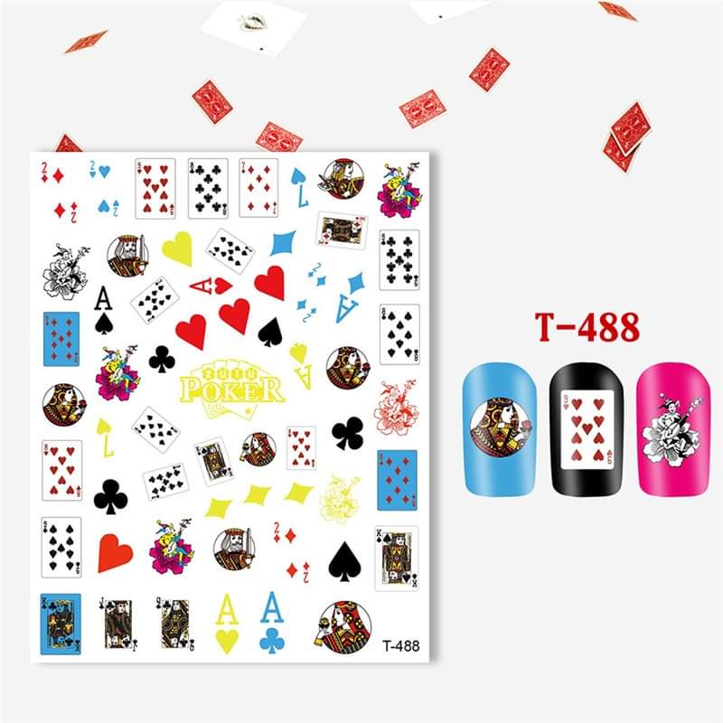 Sticker 3D bài tây dán móng 5.0 BYH125