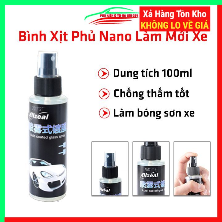Bình xịt phủ nano ô tô 100ml chống nước, chống thấm, làm bóng sơn xe hơi