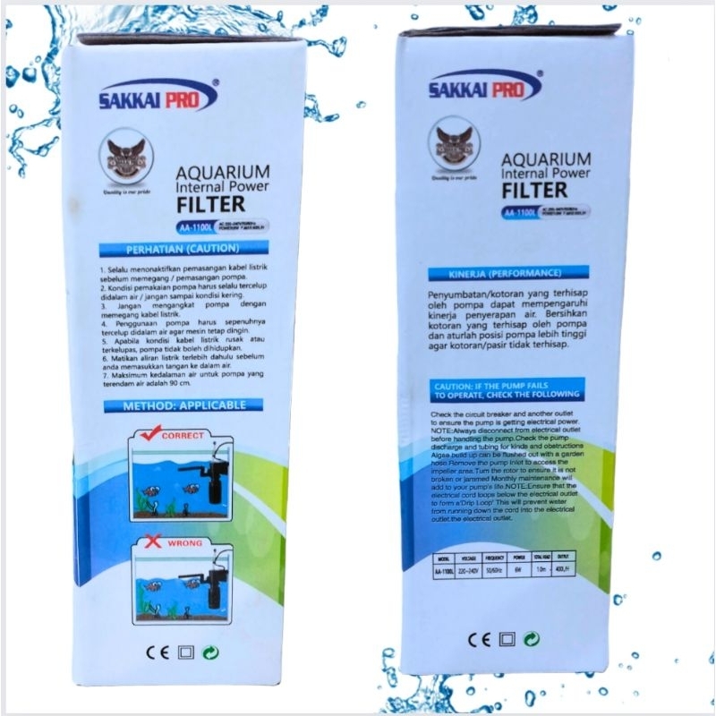 SAKKAI AA 1100L Pompa Aquarium Internal Filter