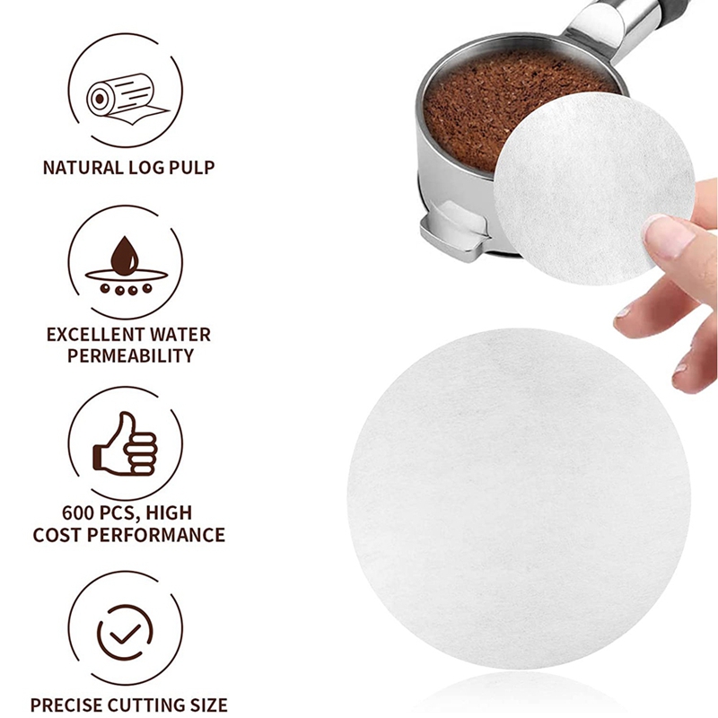 Coffee Paper Filter for Espresso Coffee Maker, 600 Pcs Unbleached Espresso Filter Screen Portafilter Paper