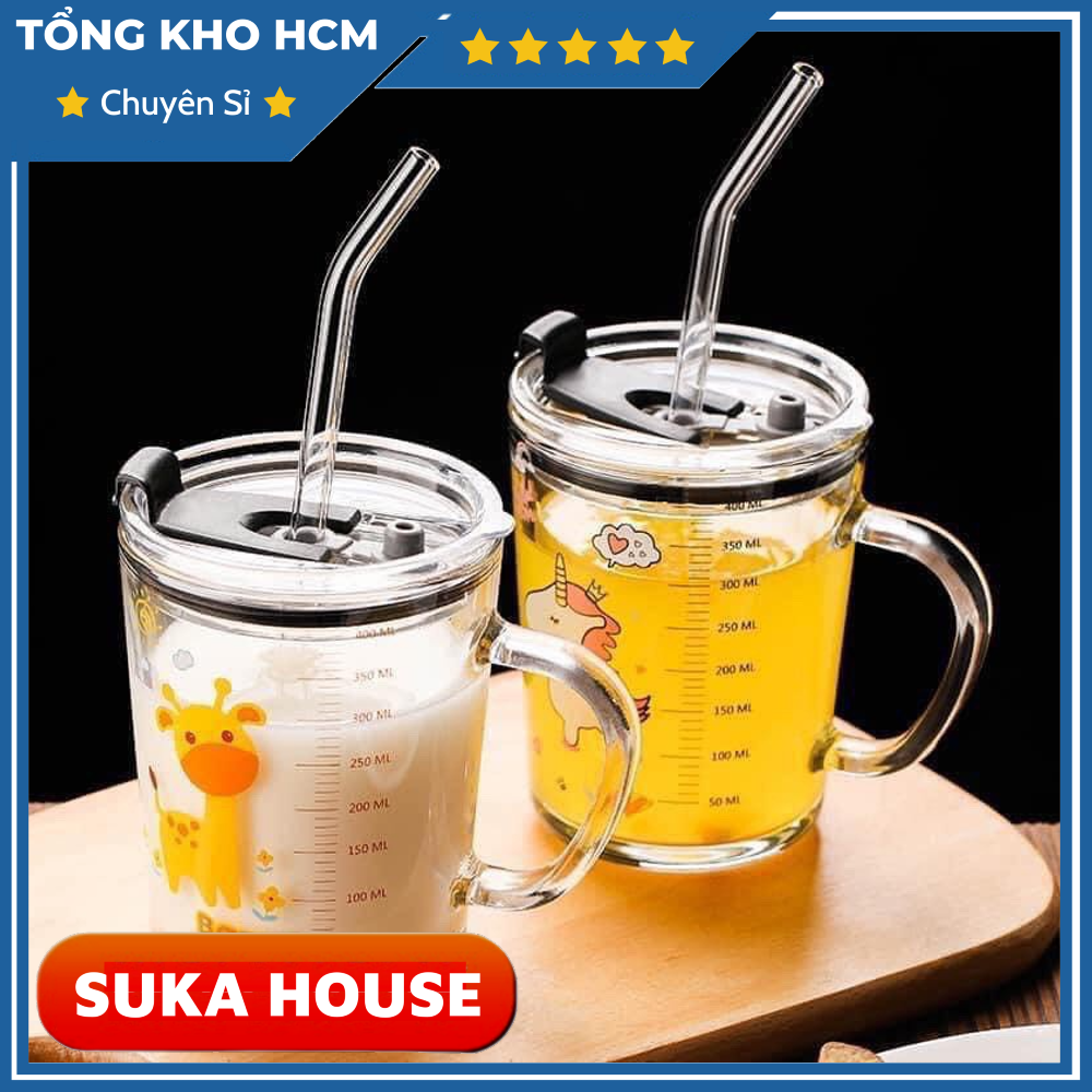 Cốc Pha Sữa Chia Vạch Thủy Tinh Chịu Nhiệt Ca Uống Nước Ly Uống Sữa Thủy Tinh A4521