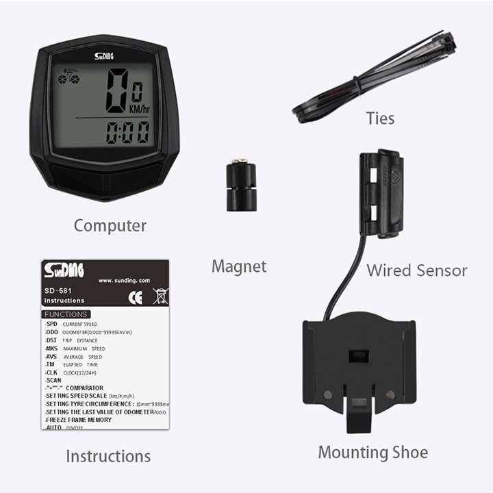 Đồng hồ đo tốc độ xe đạp màn hình Lcd chống nước Sunding