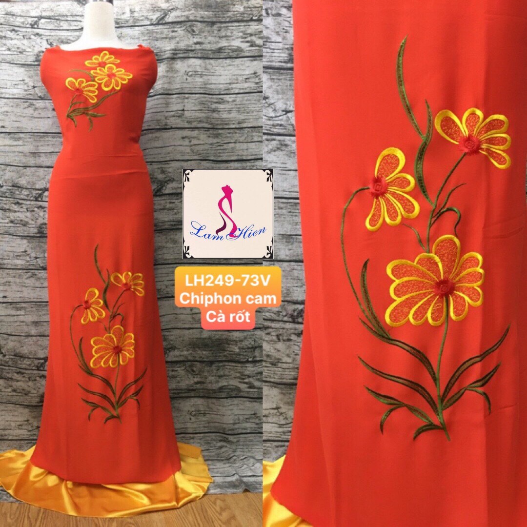 Vải may áo dài bông thêu modell LH249