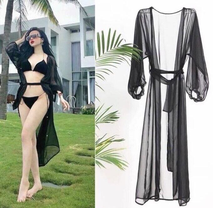 Áo choàng đi biển chất voan đẹp dáng dài