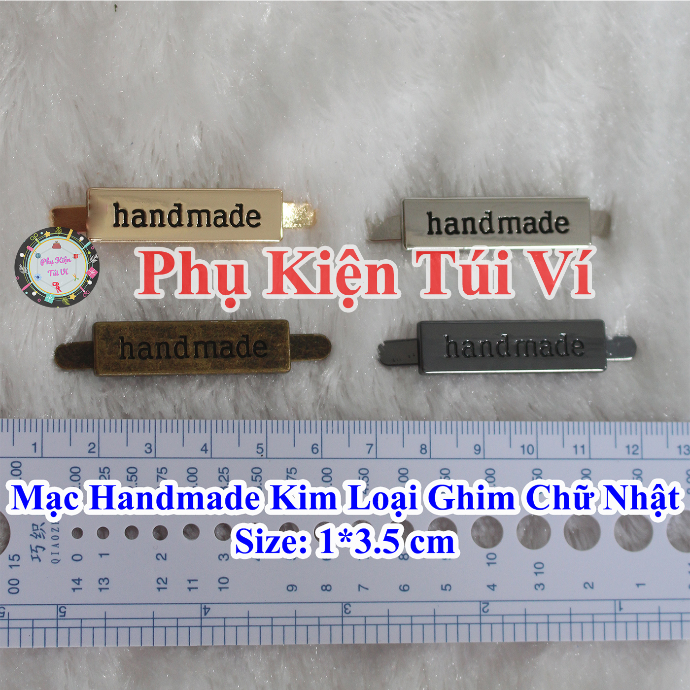 Mạc handmade kim loại ghim chữ nhật (20k/1cái)