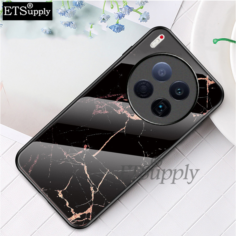 For Phone case Tecno Camon 40 Premier 40 Pro Fashion Marble Tempered Glass Protector Soft Frame Silicon Back cover Tecno 40Premier 40Pro.