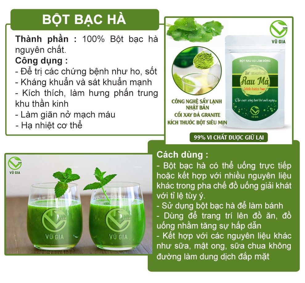 VG FARM Nước ép bột bạc hà sấy lạnh 300ml
