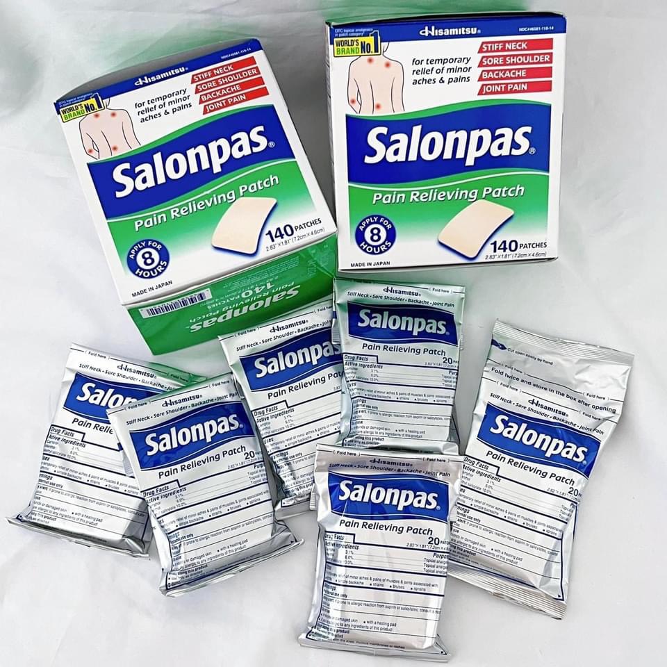 Cao dán Salonpas Mỹ - Tách lẻ 70 bịch (1 bịch 20 miếng)