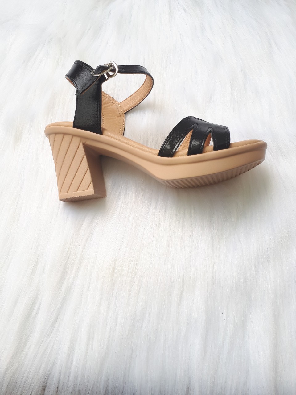 Sandal gót cao 6 phân  da bò thật cao cấp VI VI S305