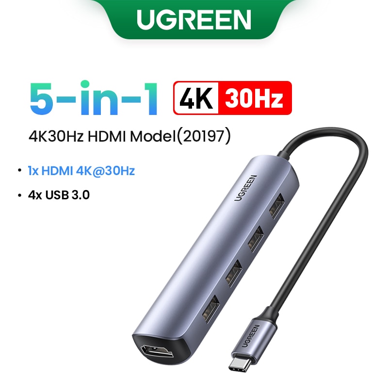 Usb 2020 UGREEN ฮับ USB C 4K 60Hz มินิ USB ชนิด C 3.1ไปยัง HDMI RJ45 PD USB 3.0 ...