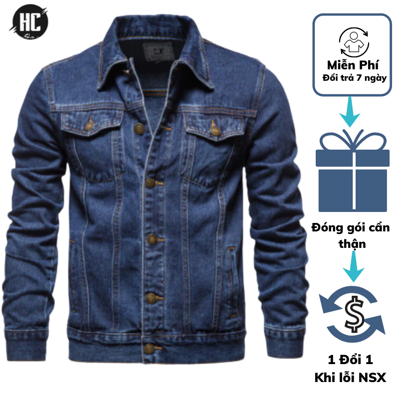Áo khoác jean nam cao cấp 2024 áo bò nam mẫu mới với thiết kế cool ngầu