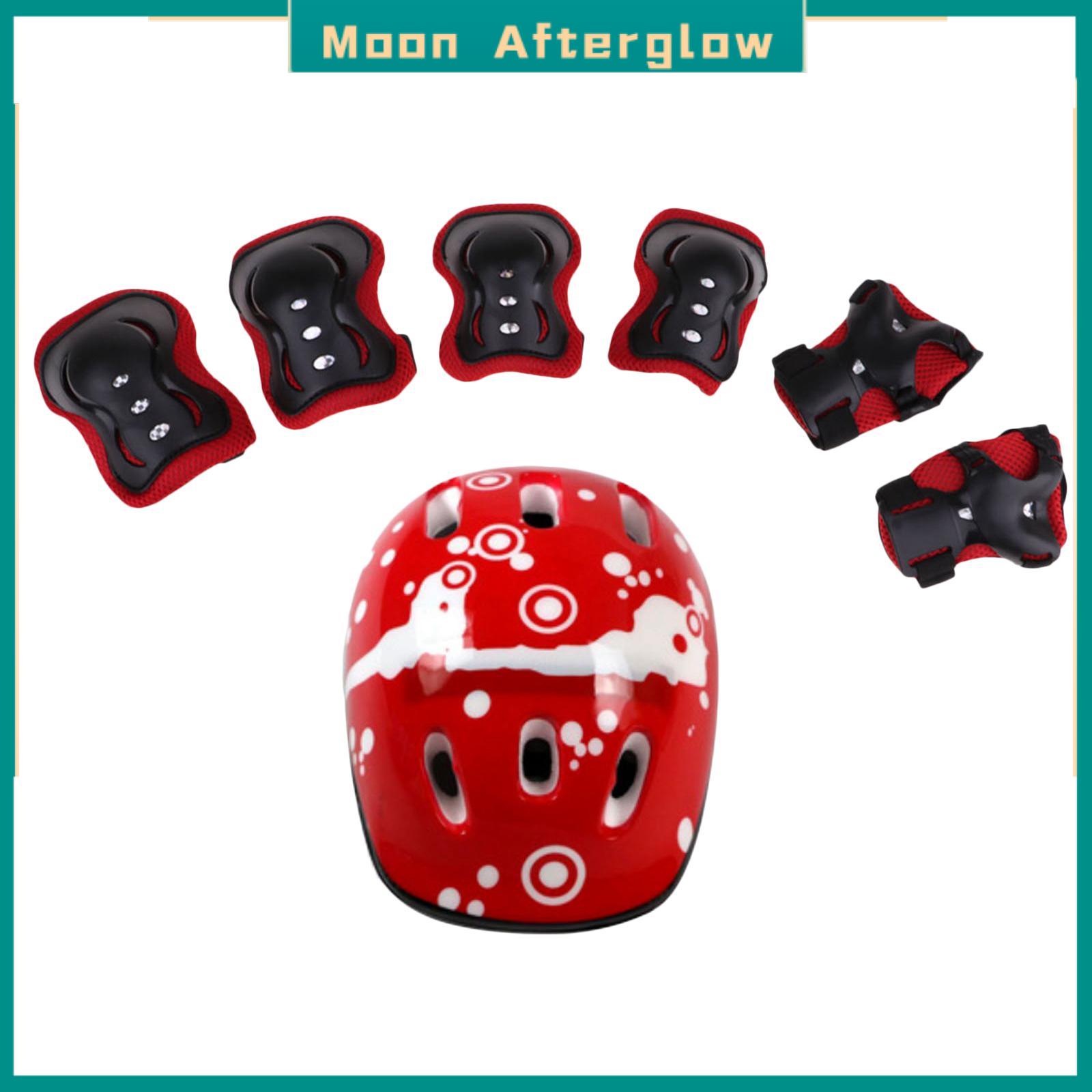 Moon Afterglow 7 Pcs Kids Protective Gear Set Sports Helmet Knee Pad Wrist
