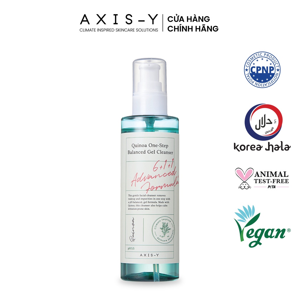 Sữa rửa mặt làm sạch và cấp ẩm Axis-Y Quinoa One Step Balanced Gel Cleanser 180ml