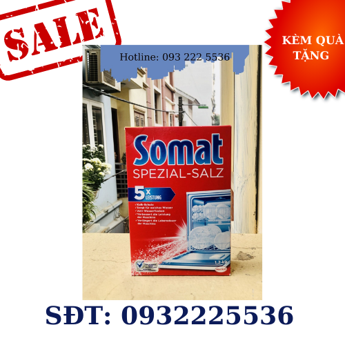 Muối rửa chén Somat 1,2 kg tặng viên Finish