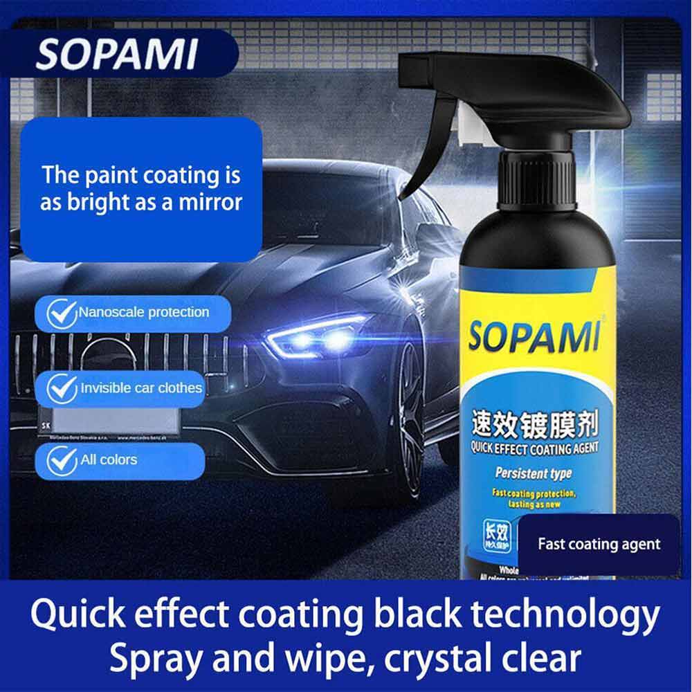 Sopami Car Coating Spray, Sopami Quick Coat Car Wax, Sopami Quickly Coat  Car Wax Polish, Car Glass Oil Film Cleaner, Sopami Car Glass Anti Fog Spray