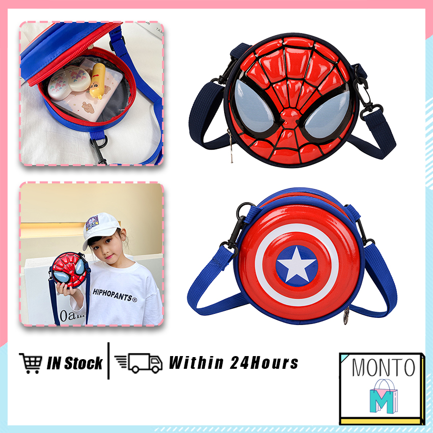 Marvel Cartoon Spiderman Bag Fashion Round Mini Captain America Bag School Sling Bag For Children Lazada PH