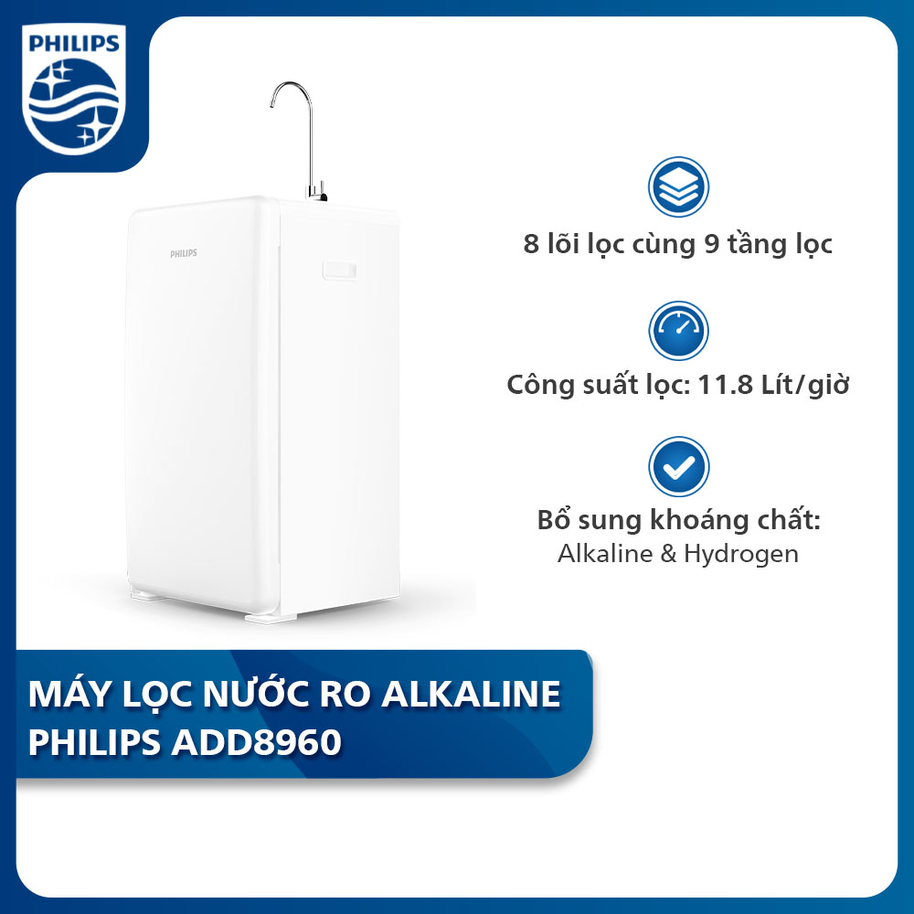 [Trả góp 0%] Máy lọc nước RO Alkaline Philips ADD8960