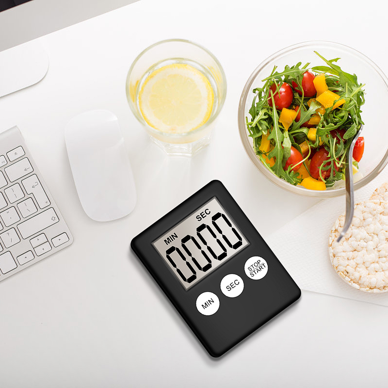 Bahagiha Super Thin LCD Digital Screen Kitchen Timer Square Cooking Count Up Countdown Alarm Magnet Clock Temporizador